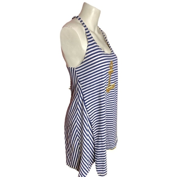 Sperry Topsider Anchor Striped Minidress Swim Cover Size S Blue & White - Picture 3 of 9
